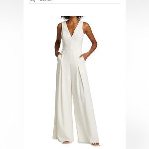 Amsale wide leg wedding jumpsuit size 12 ivory